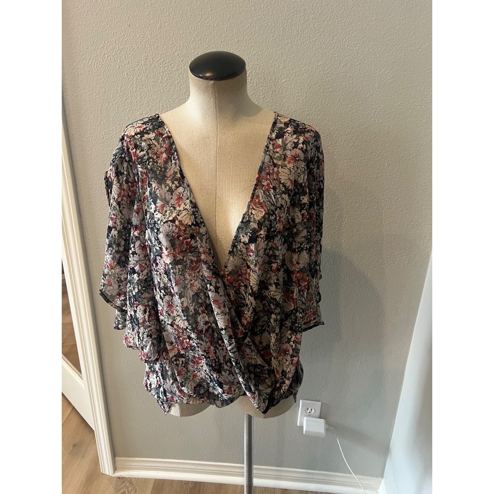 Easel Los Angeles Forever 21 Floral Kimono Blouse Women Lightweight Sheer Boho